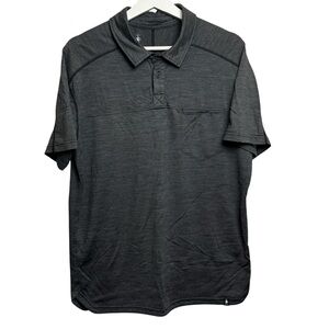 Smartwool Polo Shirt Mens L Gray Merino Wool Golf Career Collared Short Sleeve